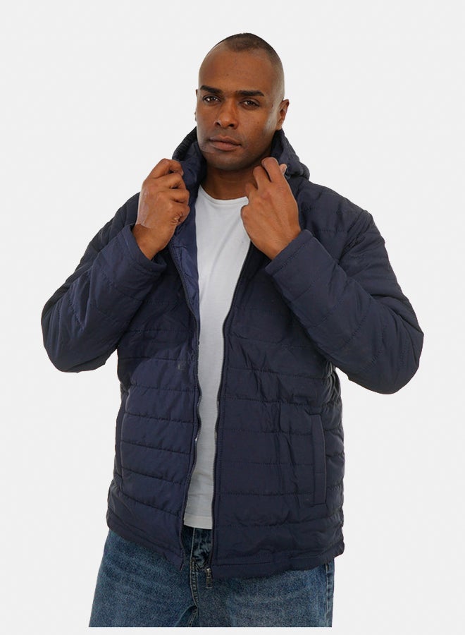 FIRE WOOD FireWood Quilted Puffer Jacket with Hood For Men- Dark Blue - Image 4